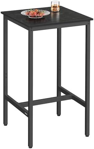 VASAGLE Bar Table, Kitchen Dining Table, High Top Pub Table, Bar Height Cocktail Table for Living Room Party, Sturdy Metal, 23.6 x 23.6 x 41.7 Inches for Narrow Spaces, Ebony Black and Ink Black