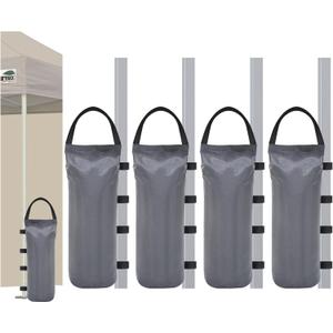Eurmax USA 125LBS 4-Pack Universal Canopy Weights, Secure Wind Protection to Prevent Tipping, Easy Wrap-Around Installation Heavy Duty Sandbags (Without Sand), Fits All Instant Shelter Legs,Gray
