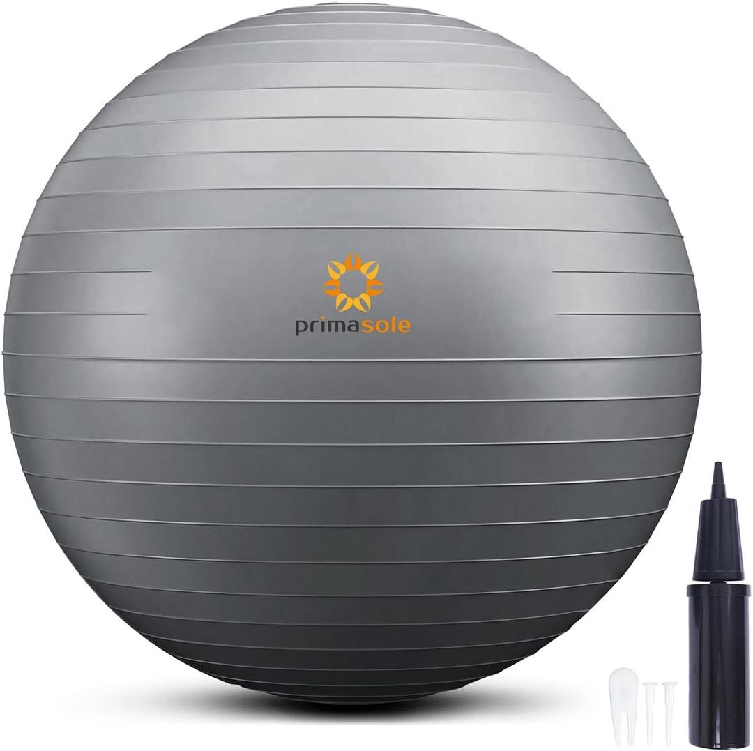 Exercise Ball for Balance Stability Fitness Workout Yoga Pilates at Home Office & Gym Birthing Ball for Pregnancy, Office Ball Chair (17.7 inch & 45 cm, Silver Gray)