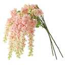 Dailisen 3 Strands 40'' Silk Blush Wisteria Artificial Flowers, Fake Wisteria Floral Hanging Plant Garland, for Home Decor, Party, Floor Vase, Balcony, Wedding Arrangement Decoration (Blush)