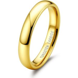 Jstyle 2mm 4mm 6mm 8mm Tungsten Rings for Men Women Hypoallergenic Wedding Band Rings Gold/Silver Domed High Polish Comfort Fit Size 6-12 Not Tarnished