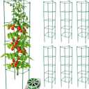 Thealyn Tomato Cages 6 Packs 57 Inches (H) Plant Stand with 164 Feet Twist Ties, Heavy Duty Garden Plants Support for Tomatoes, Cucumber, and Other Climbing Plants (Green), 57" H x 12" W