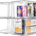 Zero Zoo 1Pack Large Stackable Kitchen Storage Drawers, Clear Foods Organizer Bins with Handles, Easily Assemble for Bathroom, Kitchen, Pantry, Cabinet, Closet(XL-UP Handle)