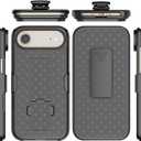 for iPhone 17 Air Holster Case, Belt Clip Cover Shell Holster Combo Slim Rugged for iPhone 17 Air with Kickstand (6.5") 2025 Release, Black