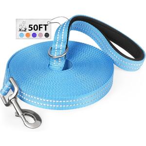 Long Dog Leash XiaZ Training Leashes 10/15/20/30/50/100ft Long Lead for Dogs 50ft Training Leash for Outside Blue 50 Foot Nylon Padded Handle Reflective Hiking Yard