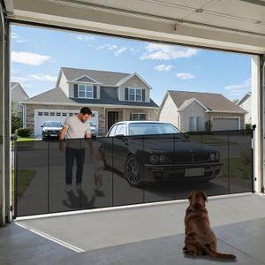 240'' Extra Wide Retractable Baby Gates for Large Opening, 42" Tall Retractable Dog Pet Gate with Support Rods, Long Mesh Screen Child Safety Gate for Garage Doorways Deck Stairs Yard Outdoor Indoor