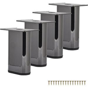 4 inch / 10cm Metal Furniture Legs, 4Pcs Modern Square Piano Key Support DIY Replacement Feet for Sofa Cabinet Dresser TV Stand Couch Kitchen Cupboard
