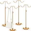 Weysat 4 PCS Purse Holder Stand Adjustable Handbag Display Stand Double Hook Metal Purse Holder for Handbags Wig Hat(Rose Gold)