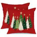 AACORS Christmas Pillow Covers 18X18 Set of 2,Watercolor Christmas Tree Stars Decoration Holiday Farmhouse Winter Pillow Case for Sofa Couch Decor（Red） AA231-18-2