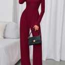 PRETTYGARDEN Long Sleeve Jumpsuit for Women 2026 Fall Date Night Rompers Dressy Casual One Piece Mock Neck Jumpsuits Pockets (L)