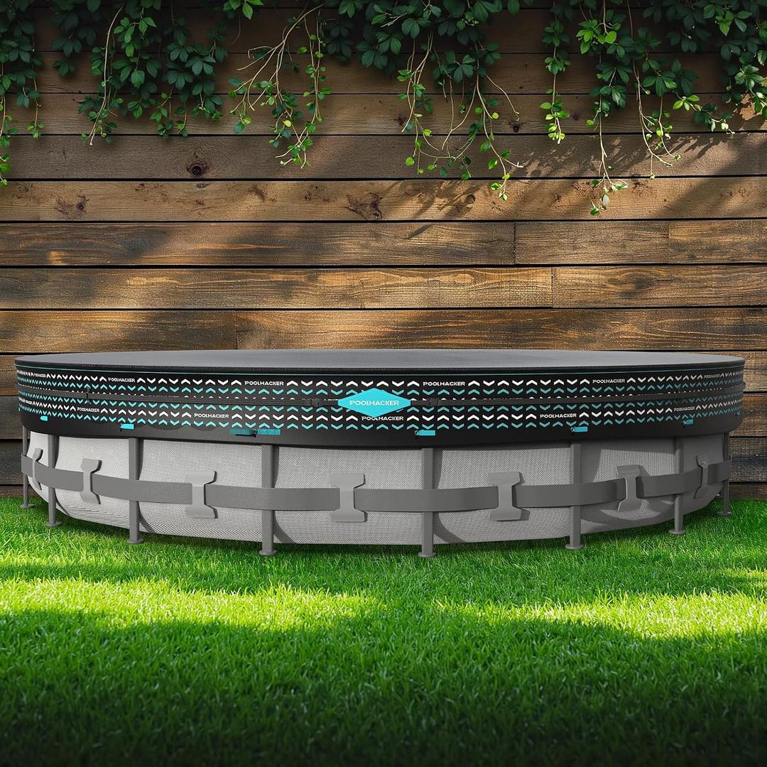 POOLHACKER 21FT Round Pool Cover, Pool Covers for Above Ground Pools, Winter Pool Cover, Above Ground Pool Cover, Tear-Resistant & DustproofBlack