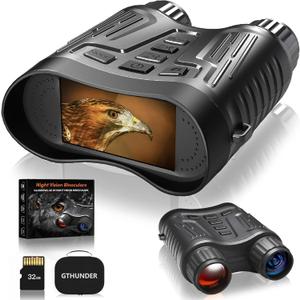 GTHUNDER Night Vision Goggles, Night Vision Binoculars  4K UHD Video, 52MP Photos, App Remote Control, 10X Zoom, 4" HD Screen, 984ft, 7-Level IR, 4000mAh, 32GB Card  Ideal for Hunting & Security