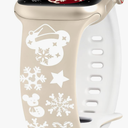 Girovo Christmas Cartoon Band Compatible with Apple Watch Bands for Women 40/38/41/42/44/45/46/49mm, Cute Two-Tone Engraved Soft Silicone Sport Strap for iWatch Series 11 10 9 8 7 6 5 4 SE/Ultra 3 2 1