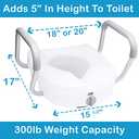 Carex E-Z Lock Raised Toilet Seat With Handles, 5" Toilet Seat Riser with Arms, Handicap Raised Toilet Seat For Seniors and Elevated Toilet Seat (1 Count (Pack of 1))