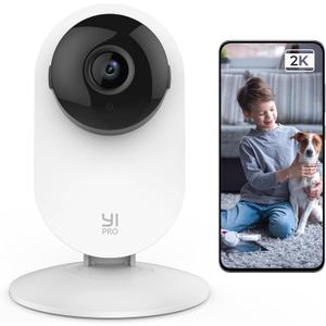 YI 2K 3MP Home Security Camera, Indoor Camera with Person, Vehicle, Animal Detection, Phone App for Baby, Pet, Dog, Monitoring, Compatible with Alexa (2K 1 Count)