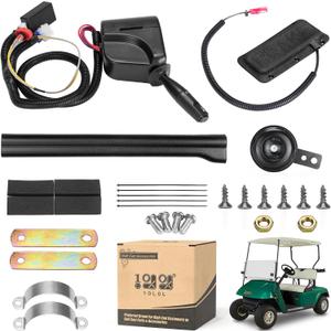10L0L Golf Cart Turn Signal Kit for Yamaha Club Car EZGO with 9-pin Plug Wiring Harness (Input Voltage 12V), Golf Cart Blinker Kit Included Horn Brake Pad Hazard Light Switch