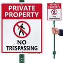 SmartSign No Trespassing Signs Private Property, 10 x 12 Inches Aluminum Sign with 3 Feet Stake