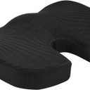 Amazon Basics Comfortable Seat Cushion for Office Chairs, Enhanced Memory Foam with Cooling Gel, Non-Slip, Long Sitting Support, Black