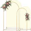 Toolterritary 2 Metal Arch Backdrop Stand and 2 Cover Set, Sturdy 7.2FT, 6FT Party Backdrop Set, Wedding Arch Frame and Cover Set for Birthday, Baby Shower,Christmas, Anniversary(Beige)