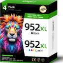 952XL Ink Cartridges Combo 4 Pack Replacement for HP 952 952XL Printers Ink Compatible HP Color Officejet Pro 7740 7720 8210 8216 8702 8710 8720 8740 8715 8725 8730 8700 7730 Black Cyan Magenta Yellow