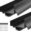 2 Pcs 1-3/4" x 36" U Shaped Aluminum Door Bottom Sweep with Drip Cap Screw-on Weatherstrip Draft Stopper for Exterior, Front, Bottom of Door (Black)