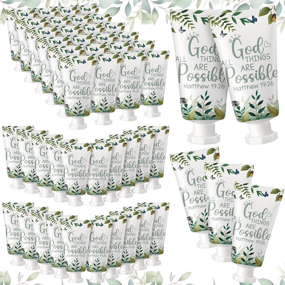 50 Pack Christian Hand Lotion Bulk Gifts for Summer Gifts Bible Mini Travel Hand Lotion for Women Church Appreciation(Eucalyptus)