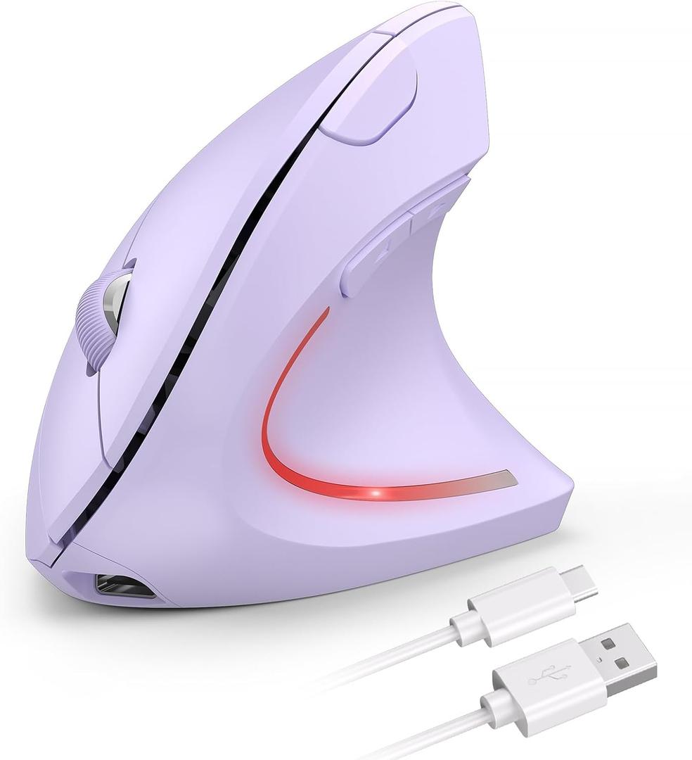TECKNET Ergonomic Mouse Wireless, Rechargeable Mouse Silent for Carpal Tunnel Right Hand, 2.4GHz USB Vertical Mouse Wireless for Laptop, 5 Adjustable 4800 DPI, Computer, MacBook, Desktop