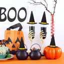 NUOBESTY 10Pcs Mini Felt Witch Hats, Wine Bottle Decor Wine Bottle Toppers Miniature Witch Hat Caps for Halloween Decor, DIY Projects, Dolls, Cupcakes (Black)