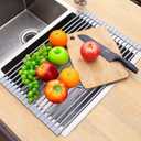 Roll Up Dish Drying Rack Tray Over Sink Detachable Foldable Collapsible Stainless Steel Multipurpose Kitchen Foldable Stainless Steel Drainer (17.5 * 13inch)