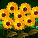 2 Pack 26.8" Large Halloween Decorations Outdoor Sunflower Skull Solar Lights Skeleton Stake Lights for Garden Yard Patio Lawn