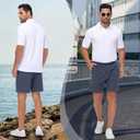 Mens Casual Khaki Golf Shorts 7 Inch Inseam Regular Fit Built-in Liner Stretch Elastic Waistband Zipper Pockets No Pill (38)