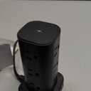 Power Strip with Wireless Charger, Flat Plug Surge Protector with 6FT Extension Cord, 12 AC Multiple Outlets, 4 USB (2 USB C), 15W Wireless Charging Power Tower for Home Office Dorm, Black