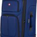 SWISSGEAR Sion Softside Expandable Spinner Luggage Durable Lightweight Travel Suitcase, Blue, Checked-Medium 25-Inch