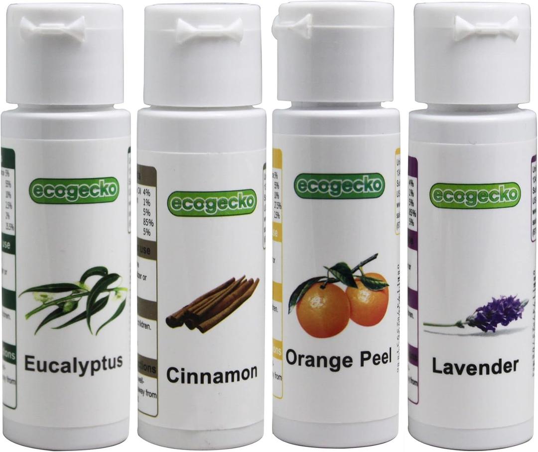 Ecogecko Fragrant Aroma Oil for Water Based Air Revitalizer Air Freshener, 4 Scent Pack (Cinnamon, Eucalyptus, Lavender and Orange Peel) 4x30ML