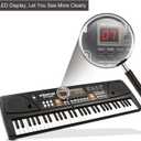 LeeQee Digital Keyboard Piano for Kids & Beginners, 61 Keys Multifunction Electric Piano Keyboard with Microphone, Educational Instrument Musical Toy for 3-12 Years Old Boys Girls (Black)