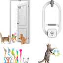 Automatic Rechargeable Cat Teaser, Door Mount Hanging Interactive Cat Toy, 360 Spinning & Irregular Jumping Motion Modes, Smart Electric Cat Exercise Toy for Indoor Cat Self Play, Grey