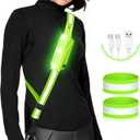 LED Belt Reflective Sash for Walking at Night,High Visibility Adjustable Night Running Safety Gear,Light Up Running Belt Reflective Gear with Phone Bag/Armband for Runners Walkers Men Women (Green)