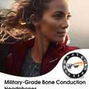 X500 Bone Conduction Headphones with LED Safety Light, Open Ear Bluetooth Sports Headphones, IP67 Waterproof Wireless Headset with Mic for Night Running, Cycling, Workout