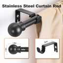 3 x Black Curtain Rods for Windows 36"- 48", Decorative Drapery Rod Adjustable by Splicing, 5/8 inch Small Curtain Rod for Bedroom, Living Room, Kitchen and Outdoors