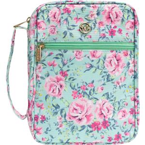 G-LEAF Bible Cover Case/Book Cover, Bible Case for Women Girls, Bible Cover Bags Floral Pattern With Handle Fits for Standard Size Bible, 9.5x6.7x2.5 In (Faded Rose - Light)