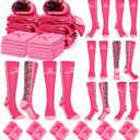 24 Pairs Breast Cancer Awareness Socks Bluk Pink Football Socks With Wrist Sweatbands Athletic Accessories for Volunteer (Pink, L)