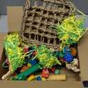 Bird Hammock Toys Parakeet Perches Swing, 3in1 Detachable Parrot Cage Accessories, Wooden Hanging Chew Toys for Medium Small Birds Budgie Lovebird Cockatiel Parakeet Finches