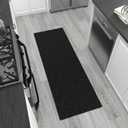Ottomanson Bedroom Shag Runner Rug 3' x 6', Fluffy Bedside Runner with Non-Slip Rubber Backing, Soft Non-Shedding Accent Rug for Nursery, Dorm, Entryway, Black