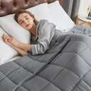 CYMULA Weighted Blanket for Adults (15lbs 48"x72" Twin Size) - Cooling Breathable Heavy Blankets for Summer Winter - Ultra Microfiber Soft Comfort Throw with Glass Beads - Gifts for Men/Women (Dark Grey)