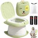 PUMPKIN PUMP Foldable Portable Potty for Toddler Travel, Training Toilet for Car Camping Indoor Outdoor Bathroom for Boys Girls Baby Kids Children Green