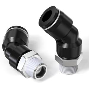 TAILONZ PNEUMATIC Male Elbow 1/4 Inch Tube OD x 1/4 Inch NPT Thread 135 Push to Connect Fittings PL-1/4-N2 (Pack of 10)