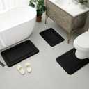  Black Bathroom Rug 1 Piece, Ultra Absorbent Bath Mat for Bathroom - Non-Slip Machine Washable & Dry Quickly
