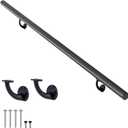 3FT Modern Aluminum Handrail Set, handrails for Indoor Stairs,Deck,Slope, Wall Mounted Staircase handrails, Zink Alloy Brackets Included,Rust Free. (Matte Black, 3 FT)