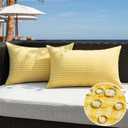 Kevin Textile Outdoor Waterproof Throw Pillow Covers Pack of 2 Farmhouse Decorative Cushion Covers for Garden Patio Tent Balcony Bench Couch Sofa 12x20 Inch, Yellow