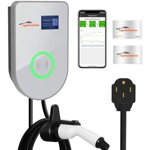 TopAutoGear Level 2 EV Charging Station with App Wireless Monitoring 48A 25FT Cable, NEMA14-50 Plug for Home and Roadtrip Universal Fast Electric Car Charger with 2 RFID Cards